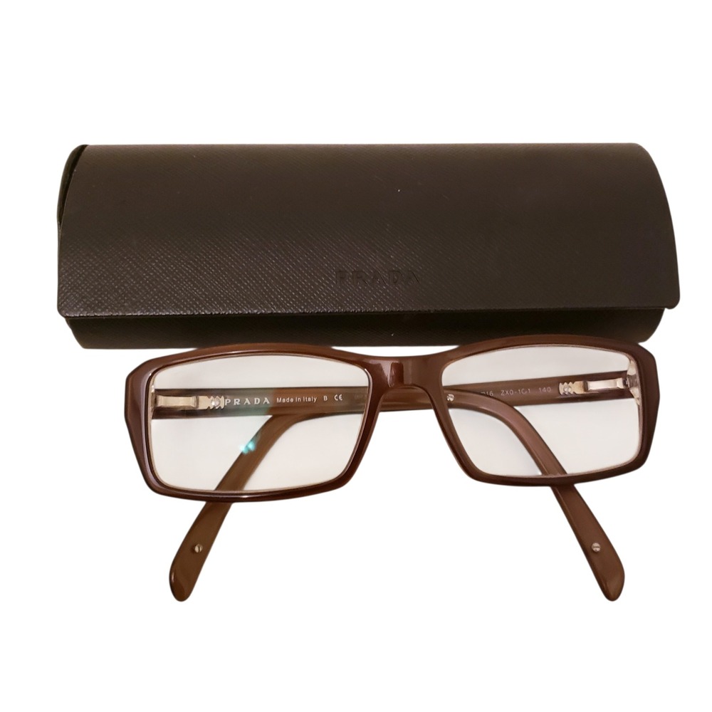 Prada Linea Rossa Brown Rectangular Eyeglasses VPS 04A 52-16 w/ Case- Flawed